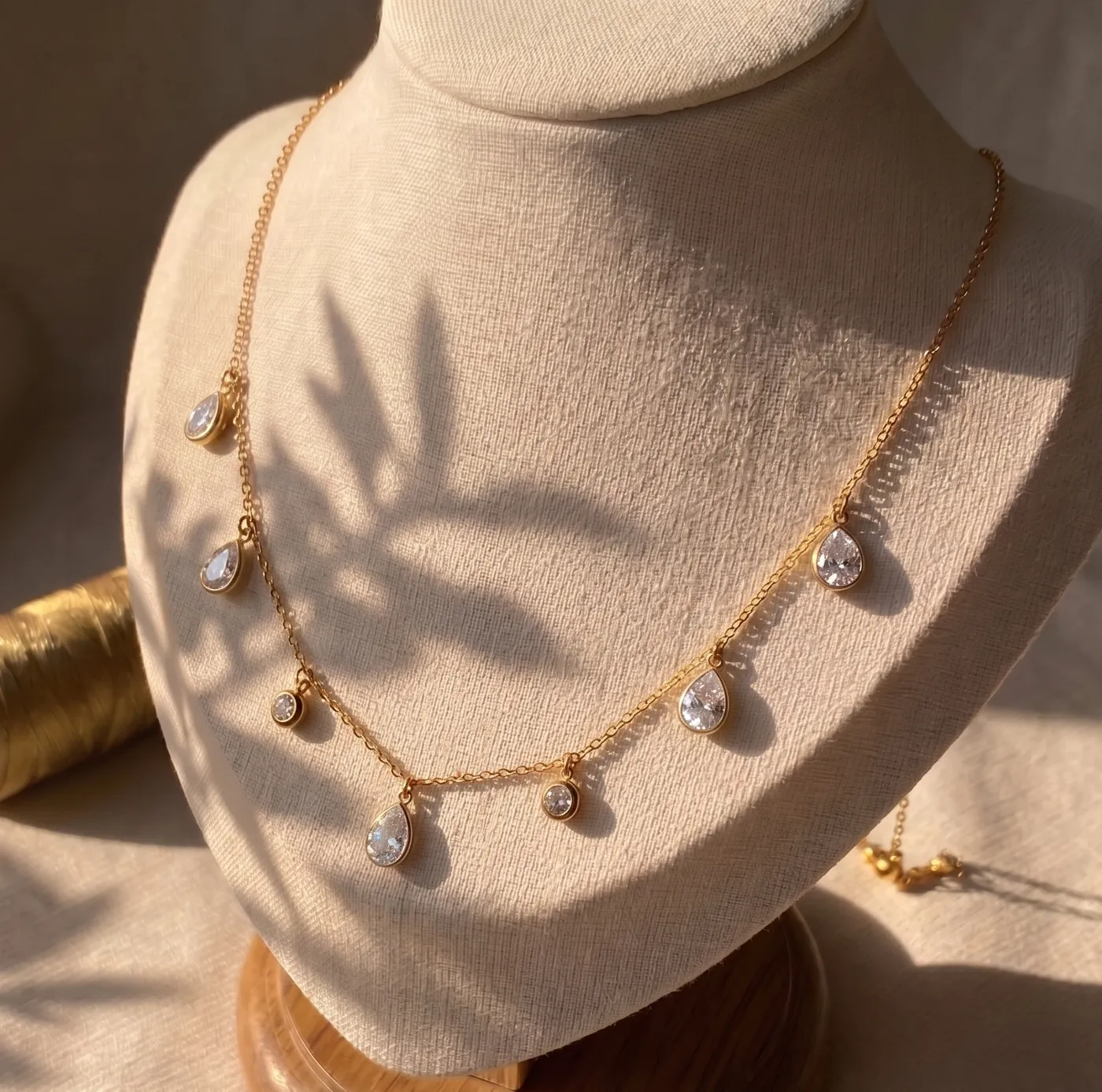 Golden White Teardrop Chain